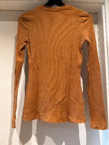 EDITED Damen Langarmshirt Gr. 38/M Braun Rippstrick Viskose Basic