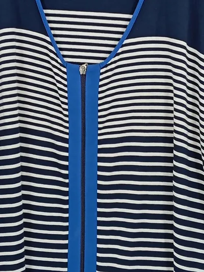 Ulla Popken Damen Strickjacke Gr. 52/54 Maritim Blau Weiß Gestreift