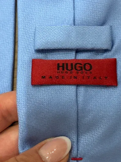 HUGO Hugo Boss Krawatte Herren Hellblau Uni Business Made in Italy