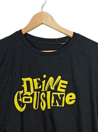 Deine Cousine Band T-Shirt Herren Gr. L Schwarz Fanshirt Bio-Baumwolle