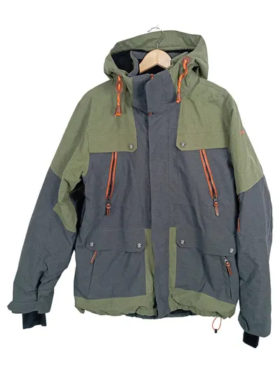 Icepeak Herren Skijacke Gr. 52/XL Grau Grün Winterjacke Kapuze