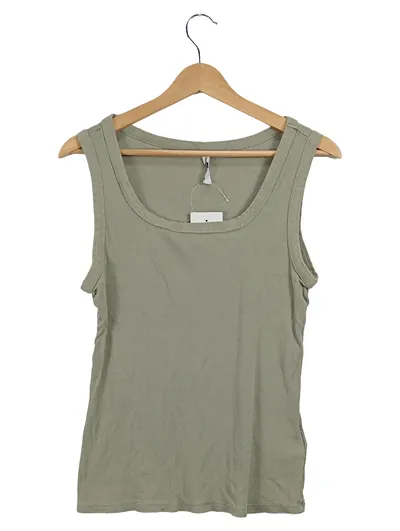 everme Damen Tanktop Top Gr. 40 L Oliv Basic Rippstrick