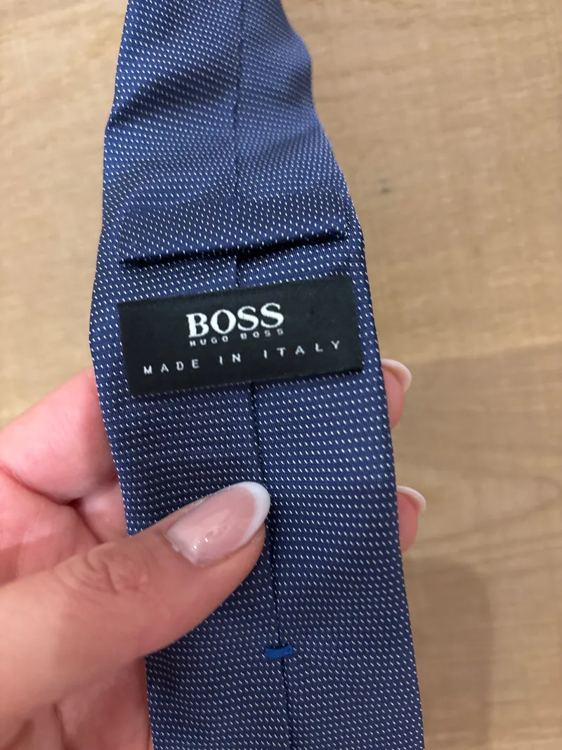 HUGO BOSS Krawatte Herren Seide Blau Business Made in Italy 153cm 2