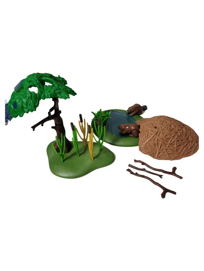 Playmobil Biberburg mit Biber Teich Baum Ästen Zubehör Tierset