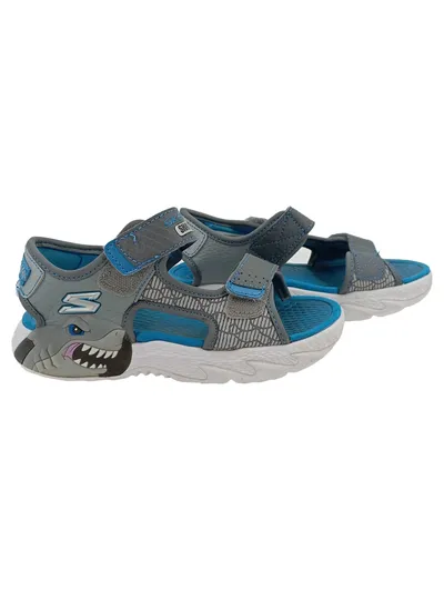 Skechers Shark Bots Sandalen Jungen Gr. 30 Grau Blau Klettverschluss