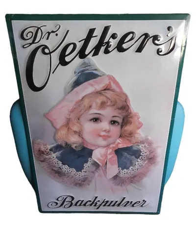 Dr. Oetker Blechschild Backpulver Vintage Werbeschild Mädchen 59x40cm