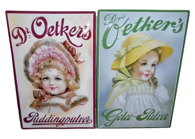 Dr. Oetker Blechschild Backpulver Vintage Werbeschild Mädchen 59x40cm