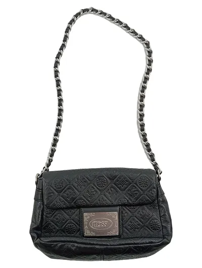 ROSSI Damen Schultertasche Schwarz Kettentasche Elegant Prägung