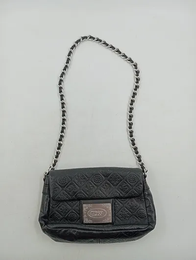 ROSSI Damen Schultertasche Schwarz Kettentasche Elegant Prägung