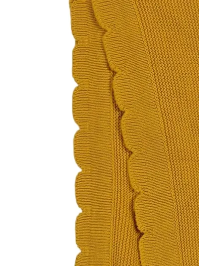 IKEA Babydecke Gelb Baumwolle 100x78 cm Strickdecke mit Häschenmotiv
