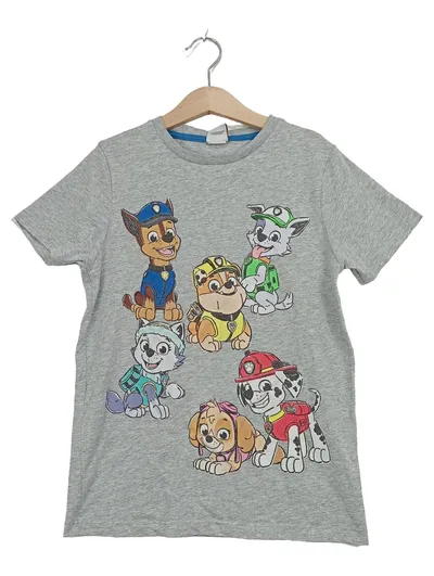 Paw Patrol Fanshirt Kinder Gr. 128 Grau Hunde Welpen T-Shirt