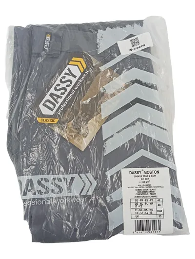 DASSY Boston Arbeitshose Herren Gr. 50 Grau Schwarz Bundhose Workwear