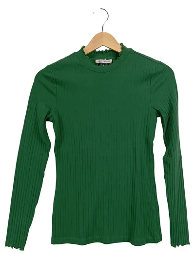 Anna Field Tall Damen Langarmshirt Gr. S Grün Rippstrick Stehkragen