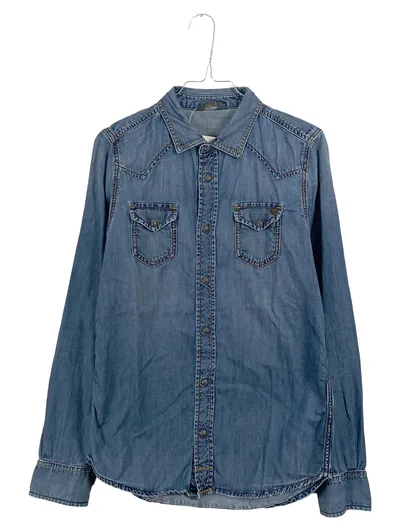 Diesel Herren Jeanshemd Western-Style Denim Hemd Gr. S Blau Baumwolle