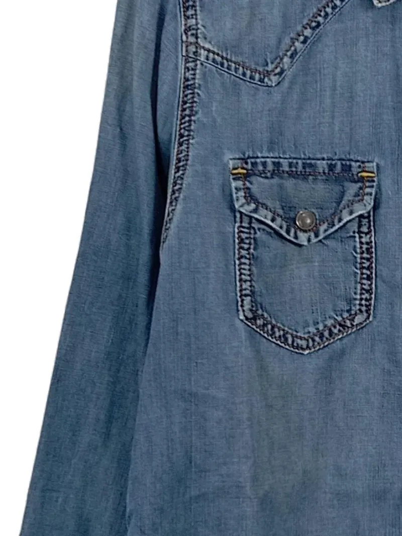 Diesel Herren Jeanshemd Western-Style Denim Hemd Gr. S Blau Baumwolle 3