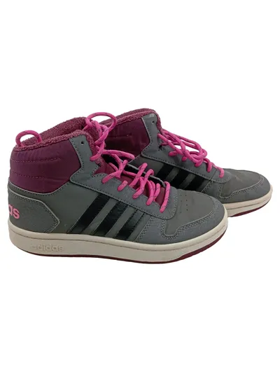 Adidas Hoops Mid Sneaker High Mädchen Gr. 35 Grau Pink Gefüttert