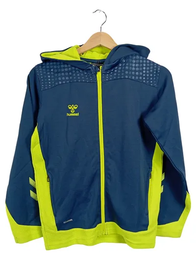Hummel Kinder Trainingsjacke Kapuzenjacke Gr. 152 Blau Neongelb BEECOOL