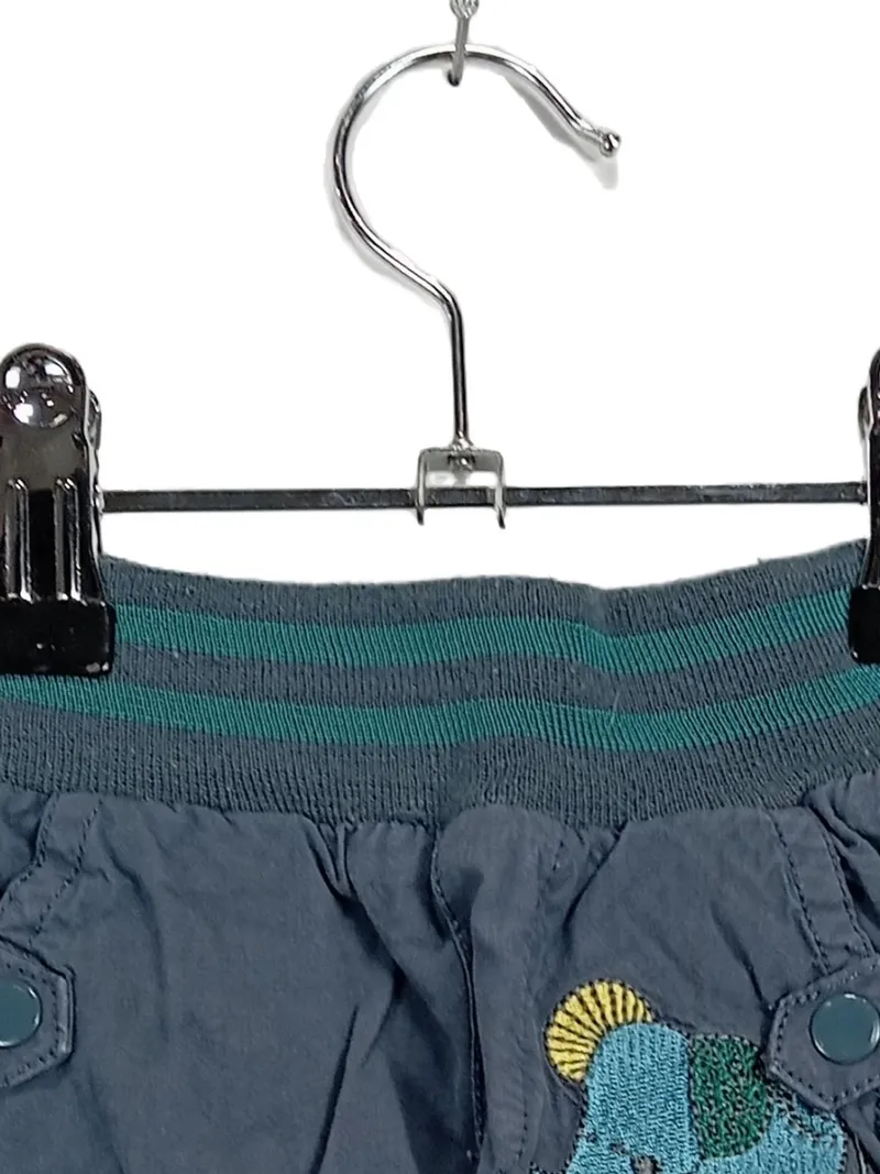 Fixoni Baby Cargohose Gr. 62 Blau Elefant Stickerei Baumwolle 3