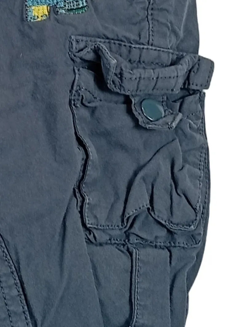 Fixoni Baby Cargohose Gr. 62 Blau Elefant Stickerei Baumwolle 4