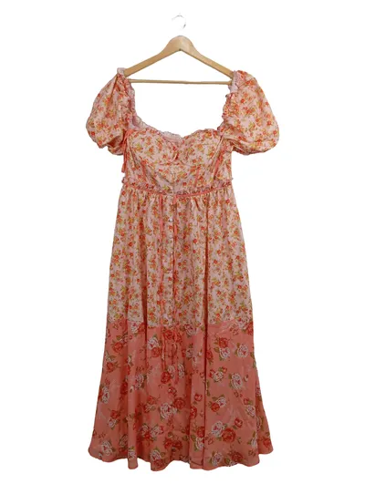 CHERLEY Damen Sommerkleid Blumenmuster Pink Gr. 40/L Romantisch