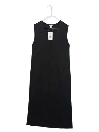 Alba Moda Strickkleid Damen Schwarz Gr. 40 Viskose Ärmellos V-Ausschnitt Basic