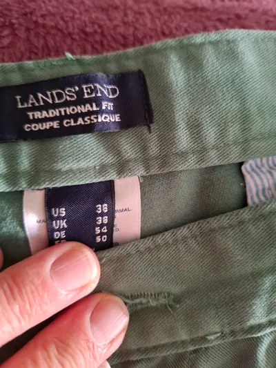 LANDS' END Herren Chino Stoffhose Grün Traditional Fit Gr. 38/54