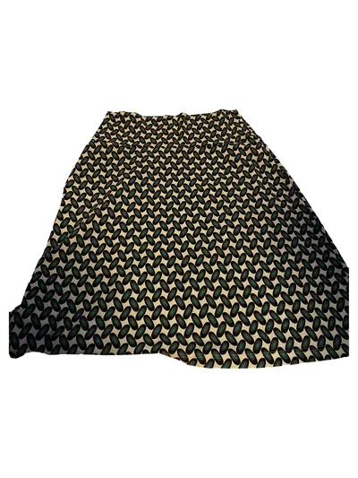 Ellen Eisemann A-Linienrock Damen Gr. S/36 Retro Muster Beige Türkis