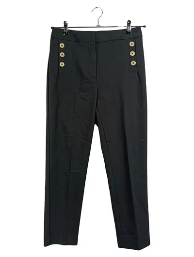 MANGO Stoffhose Damen Gr. 38 Schwarz Goldene Knöpfe Elegant Business
