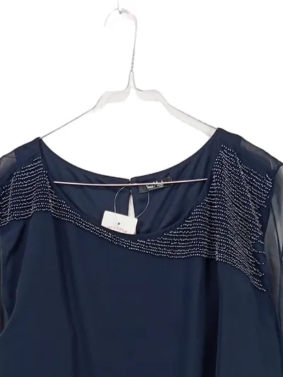 Vera Mont Soirée Cocktailkleid Damen Gr. 38 Blau Pailletten Festlich