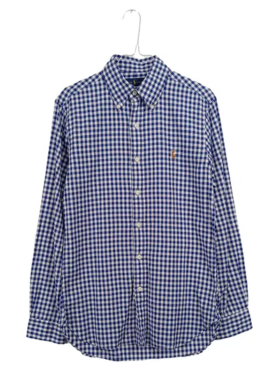 Ralph Lauren Herren Hemd Kariert Langarm Blau Weiß Gr. S Button-Down