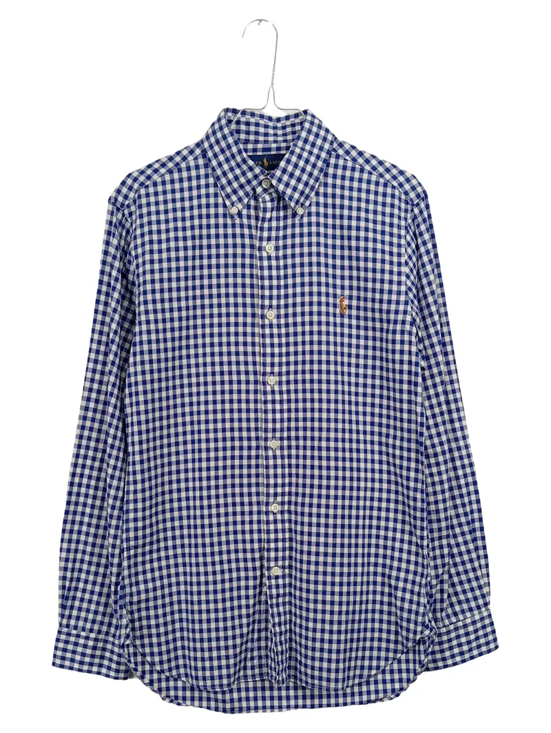 Ralph Lauren Herren Hemd Kariert Langarm Blau Weiß Gr. S Button-Down 1