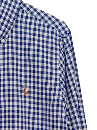 Ralph Lauren Herren Hemd Kariert Langarm Blau Weiß Gr. S Button-Down