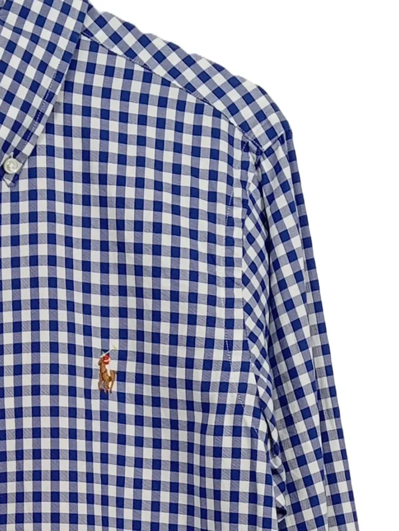 Ralph Lauren Herren Hemd Kariert Langarm Blau Weiß Gr. S Button-Down 2