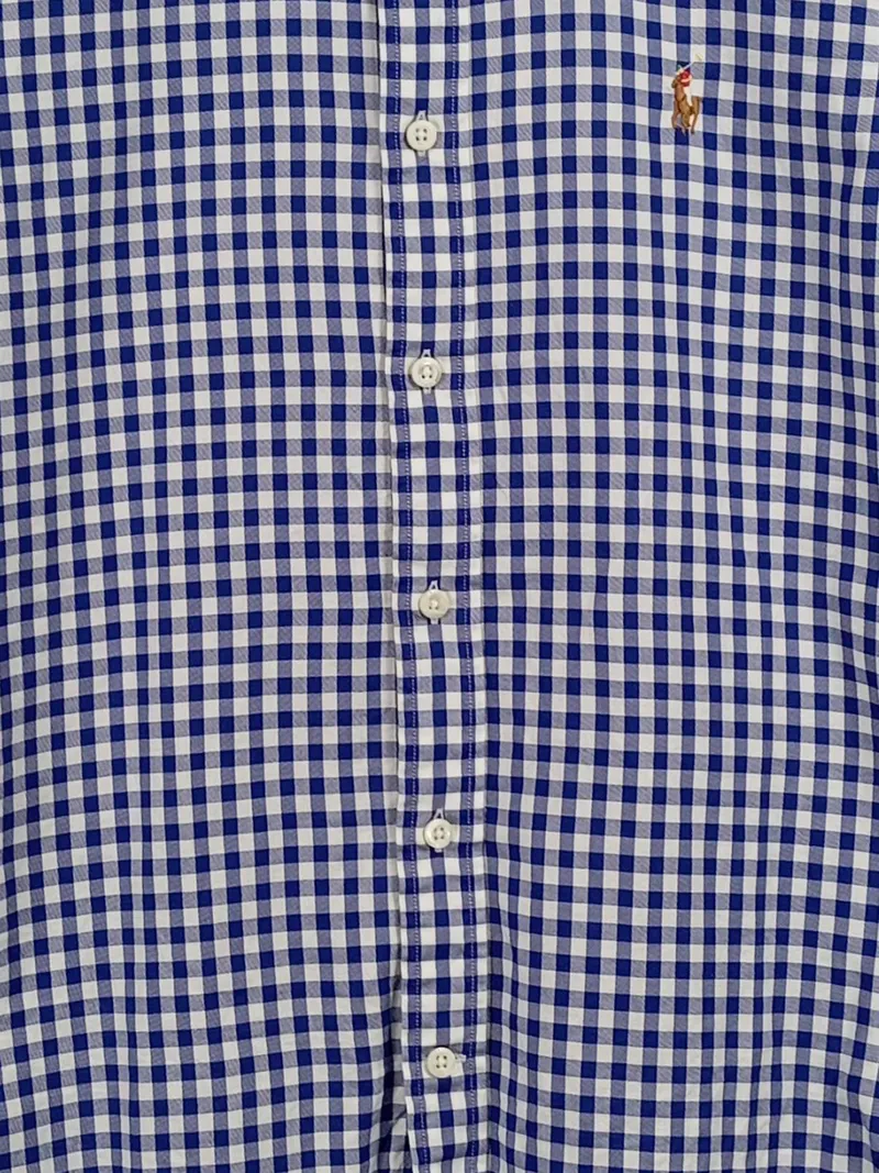 Ralph Lauren Herren Hemd Kariert Langarm Blau Weiß Gr. S Button-Down 3