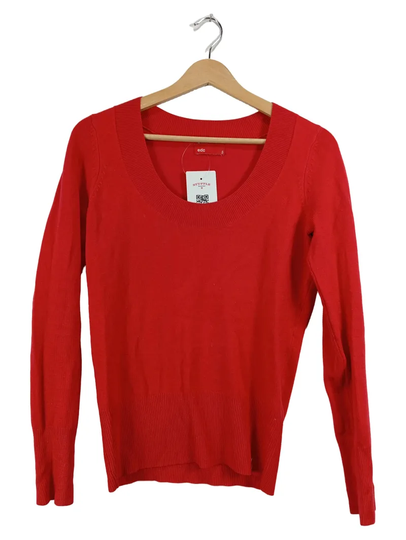 EDC by Esprit Damen Langarmshirt Pullover Rot Gr. S 36 Basic 1