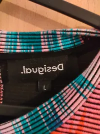 Desigual Damen Kleid Gr. L Mehrfarbig Abstrakt Kurzarm Freizeitkleid 5