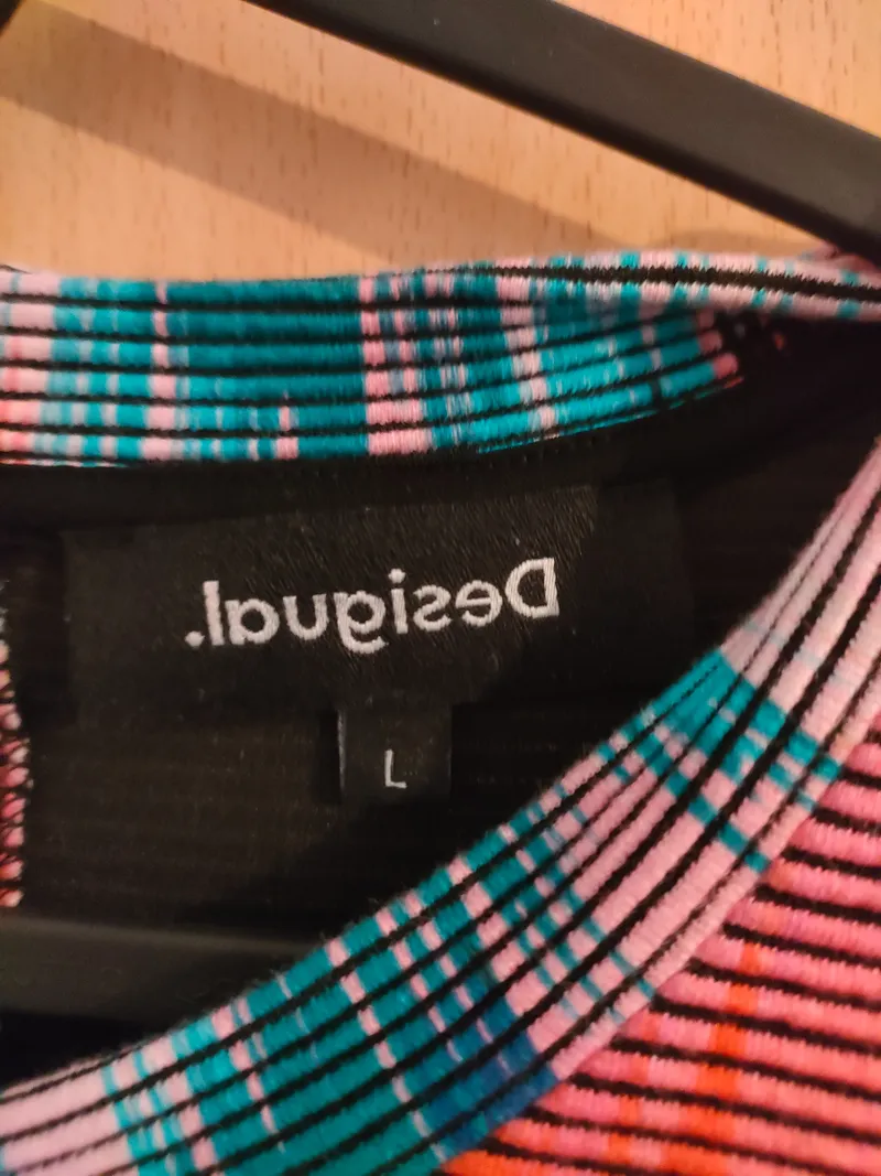 Desigual Damen Kleid Gr. L Mehrfarbig Abstrakt Kurzarm Freizeitkleid 5