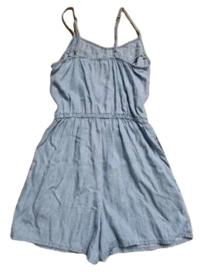 Superdry Damen Jumpsuit Kurz Gr. 36/S Hellblau Lyocell Spitze