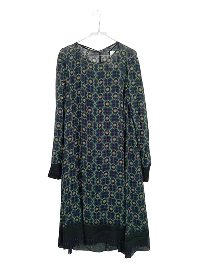 Luisa Cerano Damen Kleid Gr. 38 Grün Blau Geometrisch Langarm