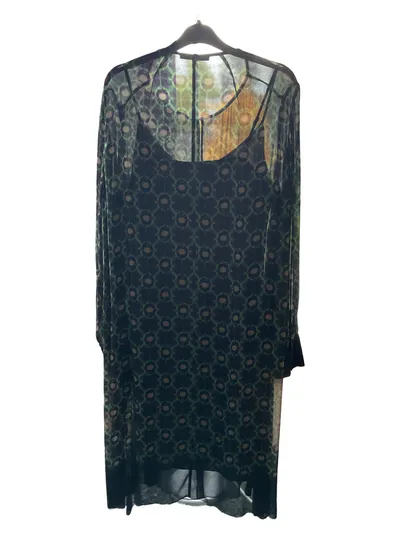 Luisa Cerano Damen Kleid Gr. 38 Grün Blau Geometrisch Langarm