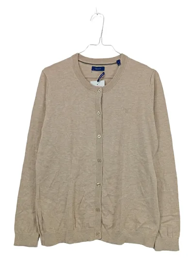 GANT Damen Strickjacke Cardigan Cotton Wool Beige Gr. L