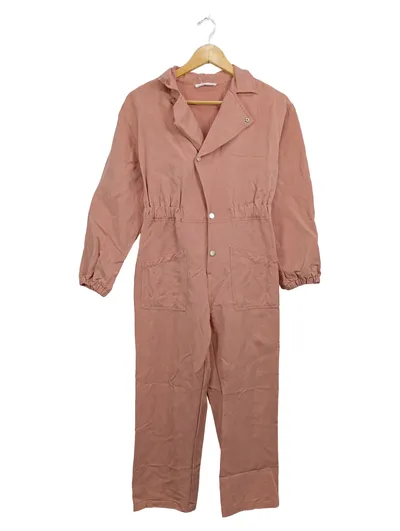 ZARA Mädchen Jumpsuit Overall Rosa Gr. 164 Lyocell Langarm Casual