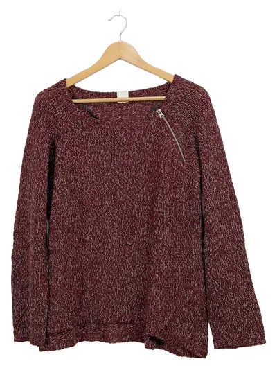 VERO MODA Damen Strickpullover Gr. M Bordeaux Meliert Reißverschluss