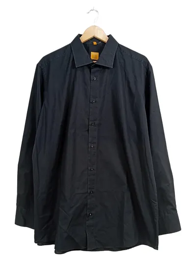 REDMOND Herren Business Hemd Modern Fit Schwarz Gr. 45-46 Langarm