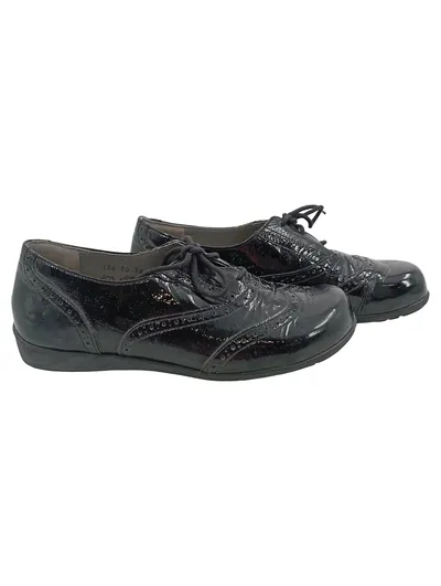 HELVESKO Damen Schnürschuhe Lackleder Schwarz Gr. 38 Budapester Stil