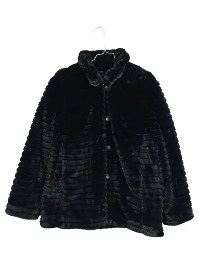 Atelier Goldner Schnitt Kunstpelz Felljacke Damen Gr. 44 Schwarz