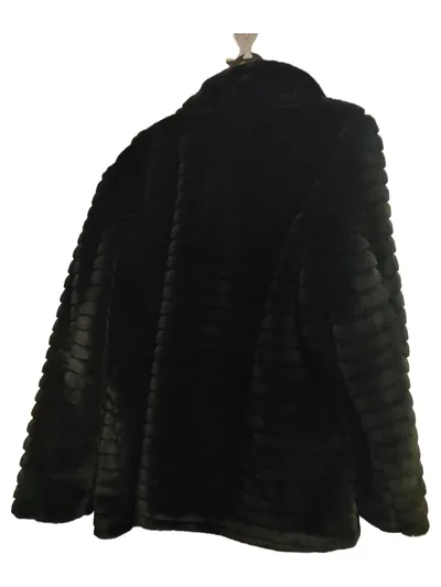 Atelier Goldner Schnitt Kunstpelz Felljacke Damen Gr. 44 Schwarz