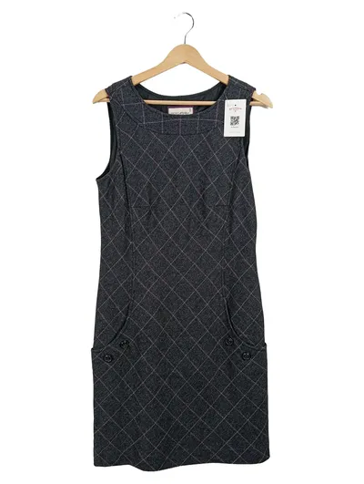 Esprit Damen Businesskleid Gr. 42/XL Grau Kariert Wolle Viskose Elegant