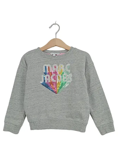 Little Marc Jacobs Mädchen Pullover Gr. 102/104 Grau Pailletten Logo