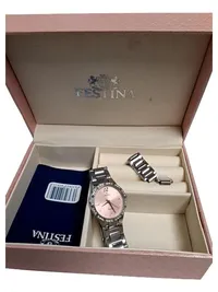 Festina Quarz Damenuhr Silber Edelstahl Elegant Strass 18cm 3